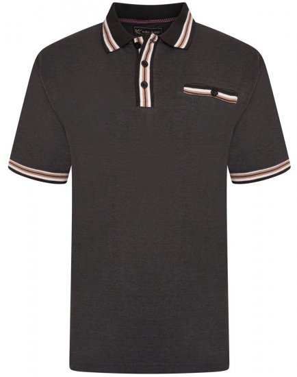 Kam Jeans 5464 Pique Polo Charcoal - Πόλο μπλουζάκια - Aνδρικά μπλουζακια πολο μεγάλα μεγέθη