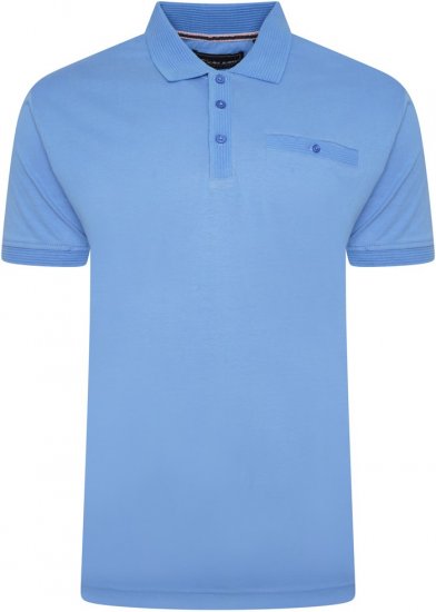 Kam Jeans 5498 Jersey Polo with Self Stripe Jacquard Collar/Cuffs Royal Blue - Πόλο μπλουζάκια - Aνδρικά μπλουζακια πολο μεγάλα μεγέθη