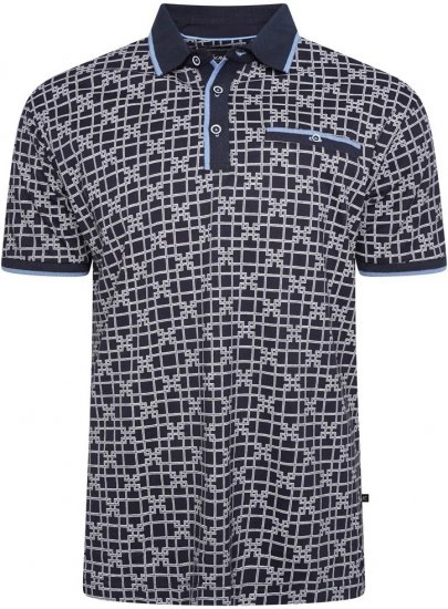 Kam Jeans 5516 Geo-Print Polo Navy - Πόλο μπλουζάκια - Aνδρικά μπλουζακια πολο μεγάλα μεγέθη