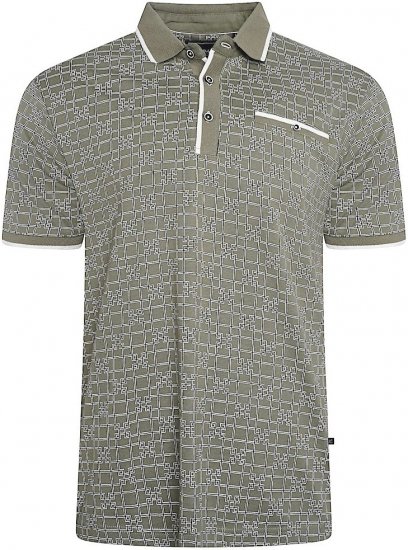 Kam Jeans 5516 Geo-Print Polo Sage - Πόλο μπλουζάκια - Aνδρικά μπλουζακια πολο μεγάλα μεγέθη