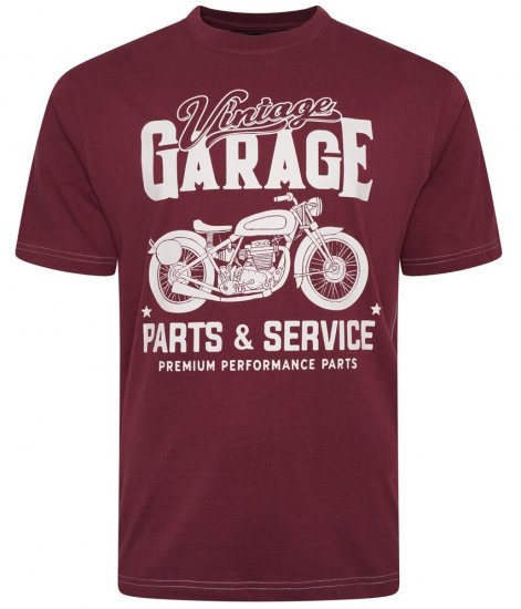 Kam Jeans 5702 Vintage Print T-Shirt Plum - Μακό μπλουζάκια - Aνδρικά μπλουζεσ μεγάλα μεγέθη