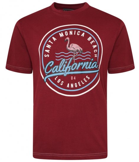 Kam Jeans 5707 Santa Monica Tee Burgundy - Μακό μπλουζάκια - Aνδρικά μπλουζεσ μεγάλα μεγέθη