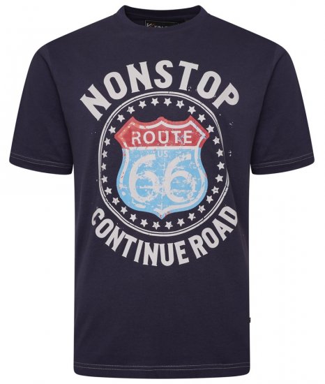 Kam Jeans 5708 Route 66 T-Shirt Navy - Μακό μπλουζάκια - Aνδρικά μπλουζεσ μεγάλα μεγέθη