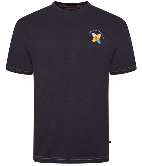 Kam Jeans 5709 Summer Adventure Print Tee Indigo - Μακό μπλουζάκια - Aνδρικά μπλουζεσ μεγάλα μεγέθη