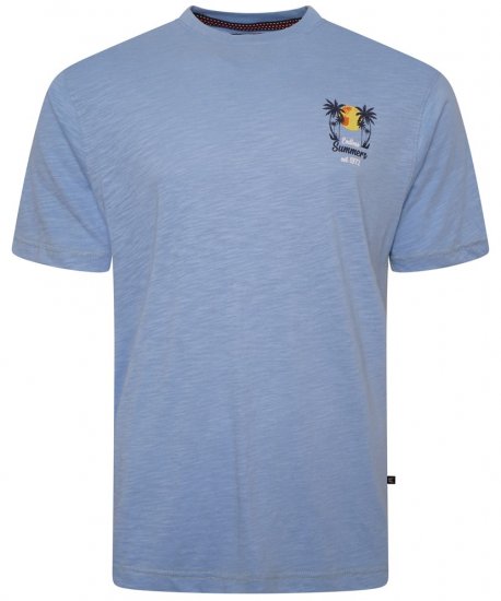 Kam Jeans 5711 Endless Summers Slub Tee With Back Print Blue - Μακό μπλουζάκια - Aνδρικά μπλουζεσ μεγάλα μεγέθη