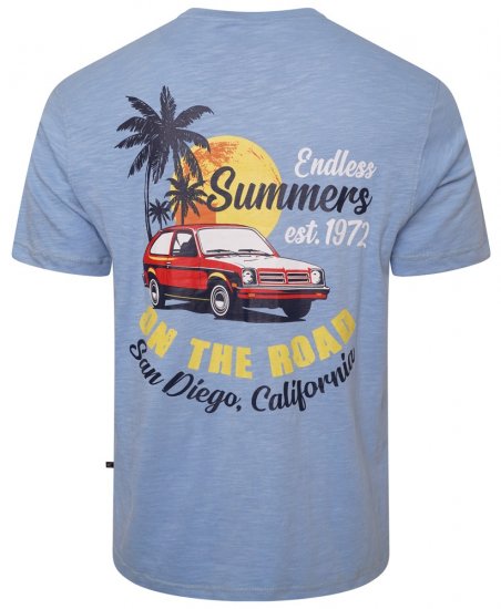 Kam Jeans 5711 Endless Summers Slub Tee With Back Print Blue - Μακό μπλουζάκια - Aνδρικά μπλουζεσ μεγάλα μεγέθη