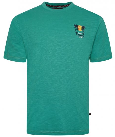 Kam Jeans 5711 Endless Summers Slub Tee With Back Print Emerald - Μακό μπλουζάκια - Aνδρικά μπλουζεσ μεγάλα μεγέθη
