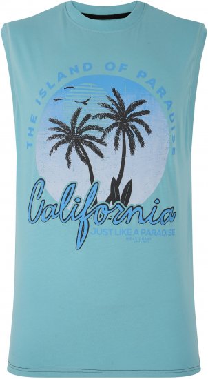 Kam Jeans 5727 California Paradise Sleeveless T-Shirt Light Blue - Μακό μπλουζάκια - Aνδρικά μπλουζεσ μεγάλα μεγέθη