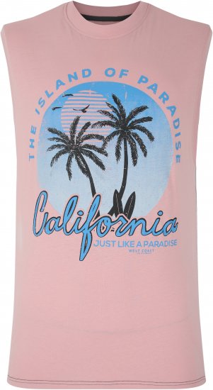 Kam Jeans 5727 California Paradise Sleeveless T-Shirt Pink - Μακό μπλουζάκια - Aνδρικά μπλουζεσ μεγάλα μεγέθη