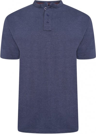 Kam Jeans 5744 Textured Jersey Grandad Top Indigo - Πόλο μπλουζάκια - Aνδρικά μπλουζακια πολο μεγάλα μεγέθη