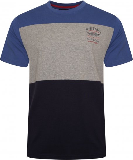 Kam Jeans 5746 Cut & Sew T-Shirt with Print Blue - Μακό μπλουζάκια - Aνδρικά μπλουζεσ μεγάλα μεγέθη