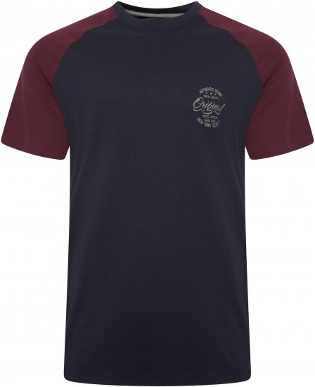 Kam Jeans 5747 Raglan T-Shirt with Print Navy - Μακό μπλουζάκια - Aνδρικά μπλουζεσ μεγάλα μεγέθη