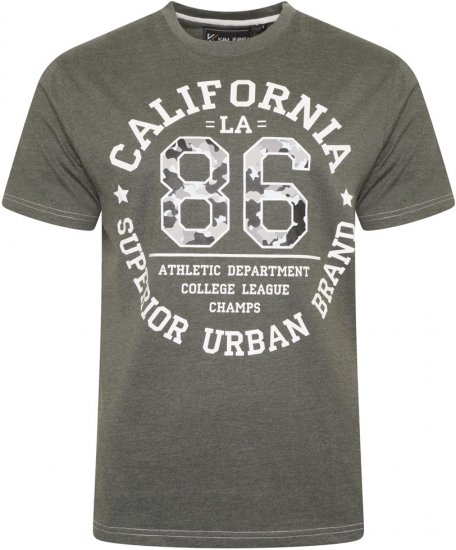 Kam Jeans 5748 California Camo 86 Print T-Shirt Khaki Marl - Μακό μπλουζάκια - Aνδρικά μπλουζεσ μεγάλα μεγέθη