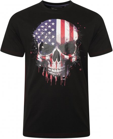 Kam Jeans 5756 USA Ghost Skull Print T-Shirt Black - Μακό μπλουζάκια - Aνδρικά μπλουζεσ μεγάλα μεγέθη
