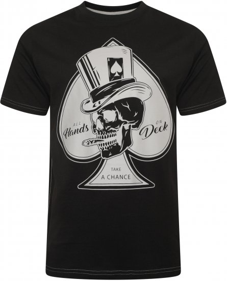 Kam Jeans 5757 Hands on Deck Skull Print T-Shirt Black - Μακό μπλουζάκια - Aνδρικά μπλουζεσ μεγάλα μεγέθη