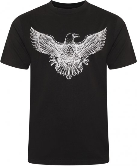 Kam Jeans 5758 Eagle Print T-Shirt Black - Μακό μπλουζάκια - Aνδρικά μπλουζεσ μεγάλα μεγέθη
