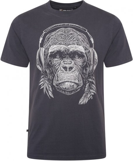 Kam Jeans 5759 Stencil Gorilla Print T-Shirt Indigo - Μακό μπλουζάκια - Aνδρικά μπλουζεσ μεγάλα μεγέθη