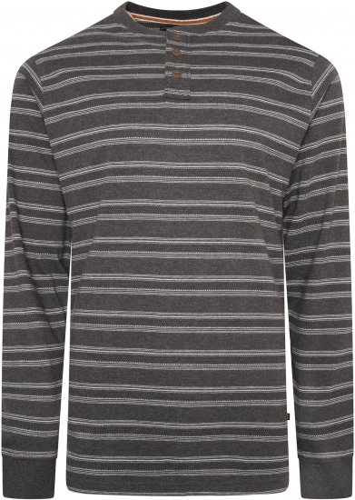 Kam jeans 5761 Embossed Waffle Stripe Long Sleeve Henley Shirt Charcoal - Πόλο μπλουζάκια - Aνδρικά μπλουζακια πολο μεγάλα μεγέθη