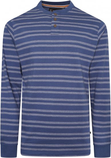 Kam jeans 5761 Embossed Waffle Stripe Long Sleeve Henley Shirt Indigo - Πόλο μπλουζάκια - Aνδρικά μπλουζακια πολο μεγάλα μεγέθη