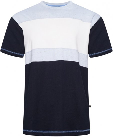 Kam Jeans 5780 Cut And Sew Panel T-Shirt Navy - Μακό μπλουζάκια - Aνδρικά μπλουζεσ μεγάλα μεγέθη