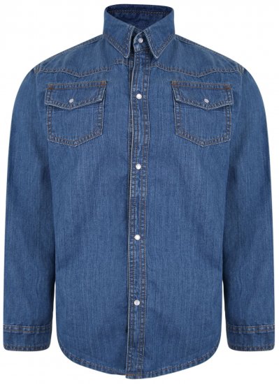 Kam Jeans 602 Denim Shirt Stonewash - Πουκάμισα - Aνδρικά πουκαμισα μεγαλα μεγάλα μεγέθη