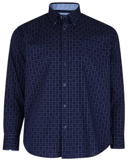 Kam Jeans 6158 Long Sleeve Dobby Embroidery Shirt Navy - Πουκάμισα - Aνδρικά πουκαμισα μεγαλα μεγάλα μεγέθη