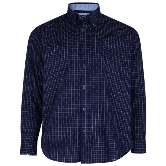 Kam Jeans 6158 Long Sleeve Dobby Embroidery Shirt Navy - Πουκάμισα - Aνδρικά πουκαμισα μεγαλα μεγάλα μεγέθη