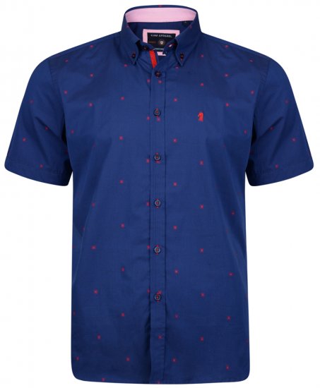 Kam Jeans 6160 Short Sleeve Dobby Print Shirt Twilight Blue - Πουκάμισα - Aνδρικά πουκαμισα μεγαλα μεγάλα μεγέθη