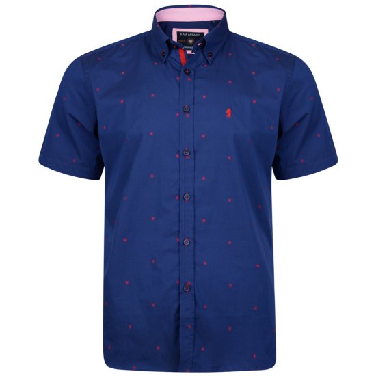 Kam Jeans 6160 Short Sleeve Dobby Print Shirt Twilight Blue - Πουκάμισα - Aνδρικά πουκαμισα μεγαλα μεγάλα μεγέθη