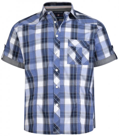 Kam Jeans 6165 Short Sleeve Shirt Navy - Πουκάμισα - Aνδρικά πουκαμισα μεγαλα μεγάλα μεγέθη