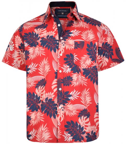 Kam Jeans 6166 Hawaii Shirt Red - Πουκάμισα - Aνδρικά πουκαμισα μεγαλα μεγάλα μεγέθη
