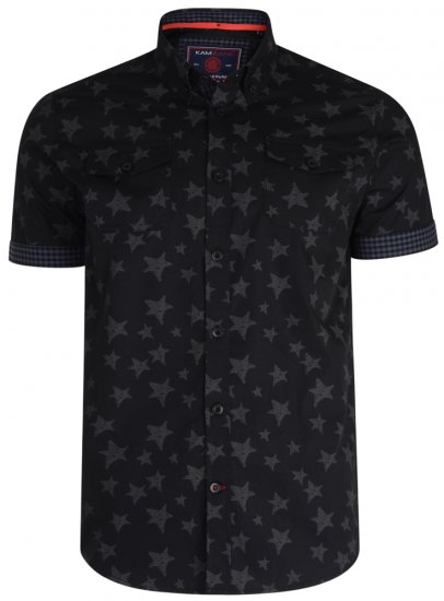 Kam Jeans 6171 Short Sleeve Shirt Charcoal - Πουκάμισα - Aνδρικά πουκαμισα μεγαλα μεγάλα μεγέθη
