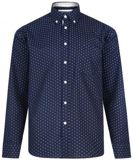 Kam Jeans 6176 Long Sleeve Shirt Navy - Πουκάμισα - Aνδρικά πουκαμισα μεγαλα μεγάλα μεγέθη