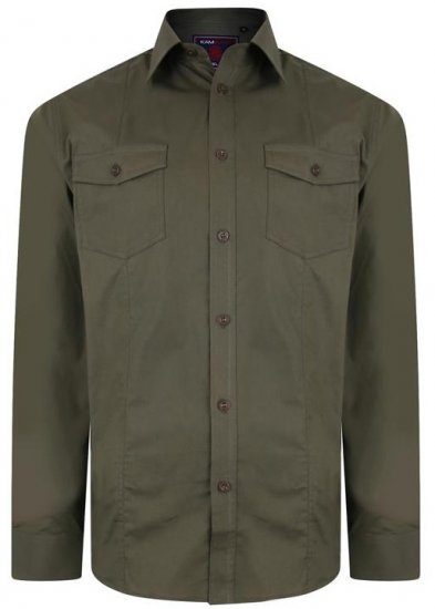 Kam Jeans Retro Long Sleeve Stretch Shirt Khaki - Πουκάμισα - Aνδρικά πουκαμισα μεγαλα μεγάλα μεγέθη