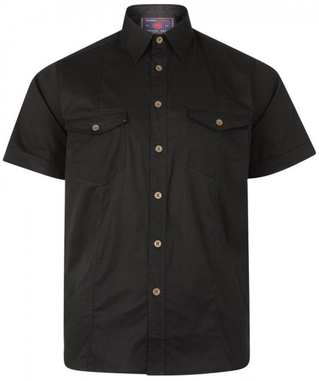 Kam Jeans 6180 Short Sleeve Shirt Black - DUPLICATE - Πουκάμισα - Aνδρικά πουκαμισα μεγαλα μεγάλα μεγέθη