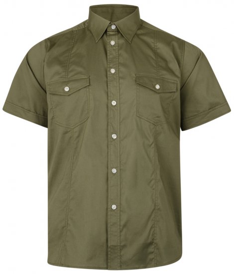 Kam Jeans Retro Short Sleeve Stretch Shirt Khaki - Πουκάμισα - Aνδρικά πουκαμισα μεγαλα μεγάλα μεγέθη