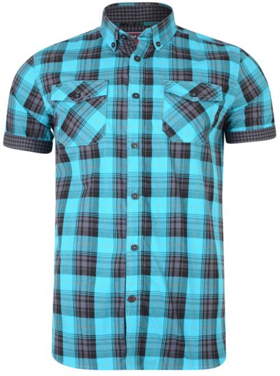 Kam Jeans 6184 Short Sleeve Shirt Teal - Πουκάμισα - Aνδρικά πουκαμισα μεγαλα μεγάλα μεγέθη