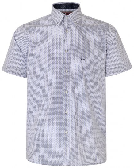 Kam Jeans 6186 Short Sleeve Shirt Blue - Πουκάμισα - Aνδρικά πουκαμισα μεγαλα μεγάλα μεγέθη