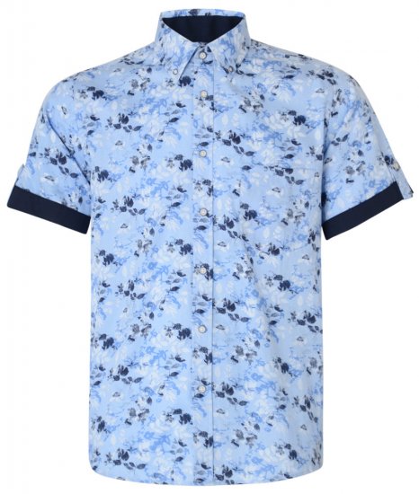 Kam Jeans 6190 Short Sleeve Shirt Blue - Πουκάμισα - Aνδρικά πουκαμισα μεγαλα μεγάλα μεγέθη