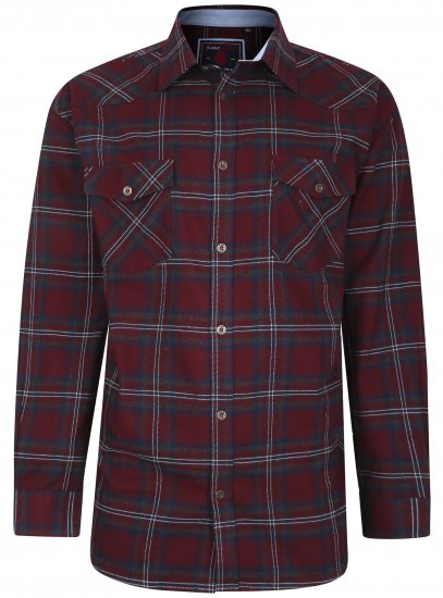 Kam Jeans 6194 Long Sleeve Flannel Shirt Burgundy - Πουκάμισα - Aνδρικά πουκαμισα μεγαλα μεγάλα μεγέθη