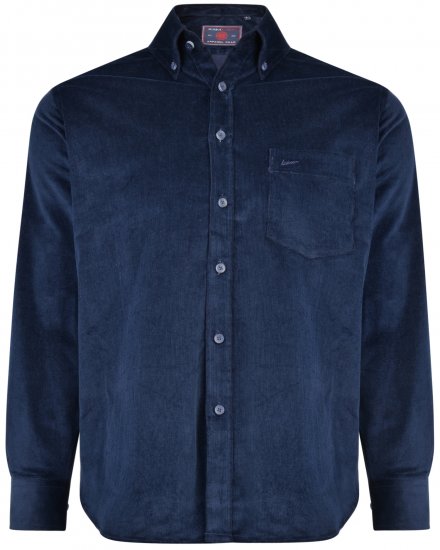 Kam Jeans 6195 Long Sleeve Corduroy Shirt Navy - Πουκάμισα - Aνδρικά πουκαμισα μεγαλα μεγάλα μεγέθη