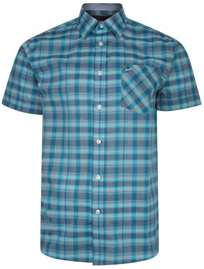 Kam Jeans 6201 Summer Casual Check Shirt Aqua - Πουκάμισα - Aνδρικά πουκαμισα μεγαλα μεγάλα μεγέθη