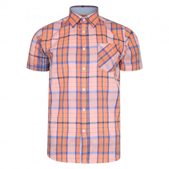 Kam Jeans 6201 Summer Casual Check Shirt Peach - Πουκάμισα - Aνδρικά πουκαμισα μεγαλα μεγάλα μεγέθη
