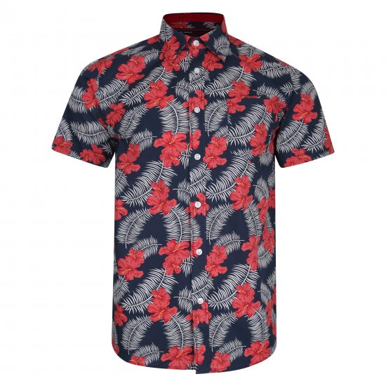 Kam Jeans 6207 Floral Print Shirt Navy - Πουκάμισα - Aνδρικά πουκαμισα μεγαλα μεγάλα μεγέθη