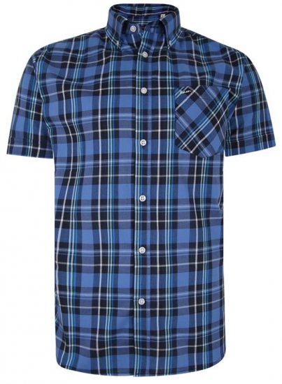 Kam Jeans 6208 SS Casual Check Shirt Denim - Πουκάμισα - Aνδρικά πουκαμισα μεγαλα μεγάλα μεγέθη