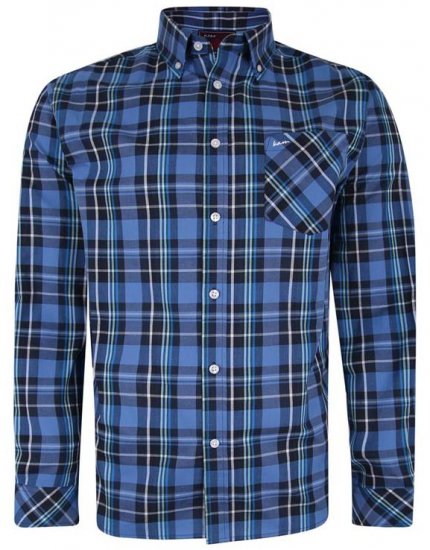 Kam Jeans 6208 LS Casual Check Shirt Denim - Πουκάμισα - Aνδρικά πουκαμισα μεγαλα μεγάλα μεγέθη