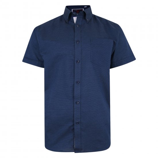 Kam Jeans 6210 SS Dobby Stitch Shirt Indigo - Πουκάμισα - Aνδρικά πουκαμισα μεγαλα μεγάλα μεγέθη