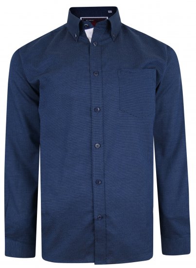 Kam Jeans 6210 LS Dobby Stitch Shirt Indigo - Πουκάμισα - Aνδρικά πουκαμισα μεγαλα μεγάλα μεγέθη