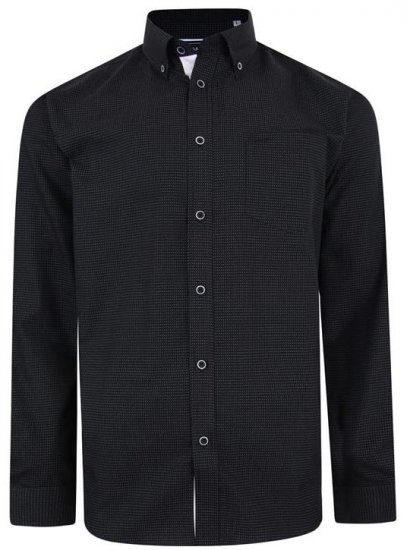 Kam Jeans 6210 LS Dobby Stitch Shirt Black - Πουκάμισα - Aνδρικά πουκαμισα μεγαλα μεγάλα μεγέθη