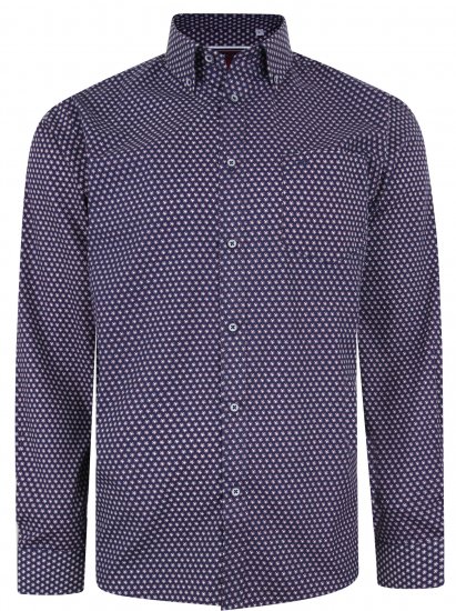 Kam Jeans 6211 LS Dobby Stitch Shirt Navy - Πουκάμισα - Aνδρικά πουκαμισα μεγαλα μεγάλα μεγέθη